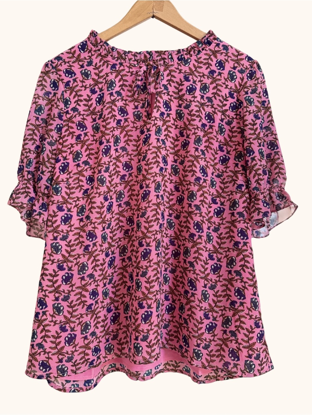 JCrew Pink Floral V-Neck Blouse - Women